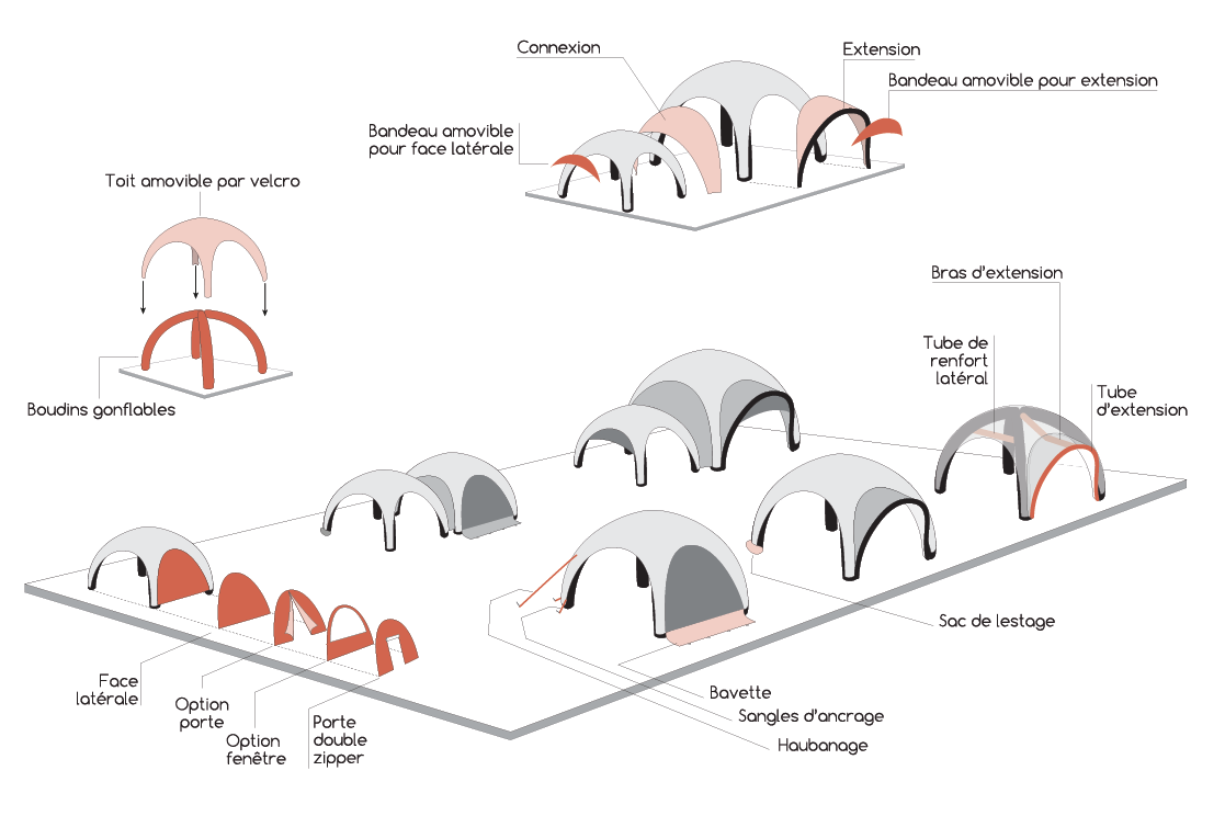 Options modules tente gonflable Xroof